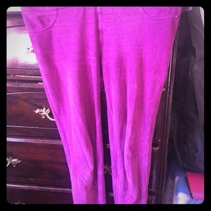Purple corduroy leggings by Selena Gomez